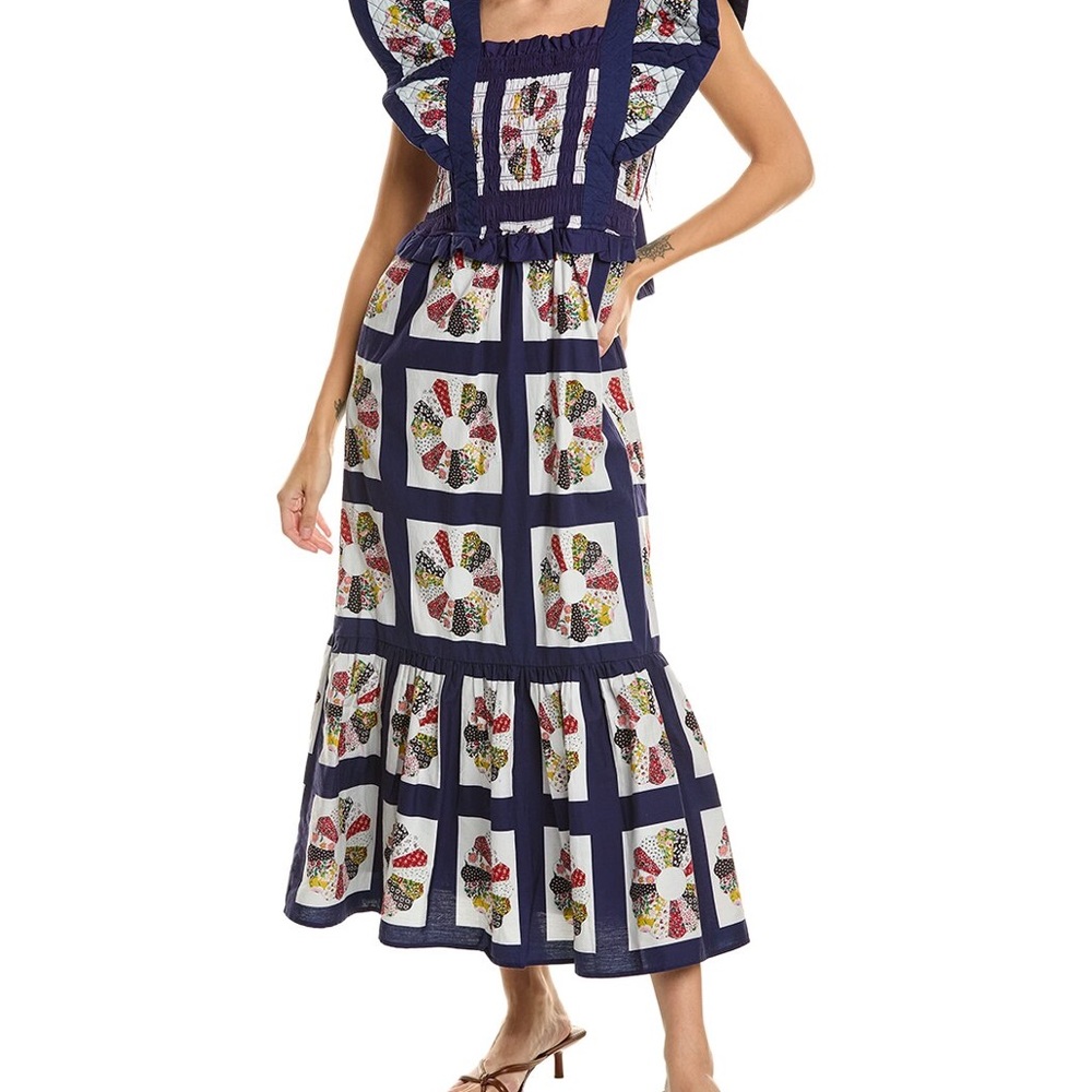 Pippin Patchwork Smocked Apron Maxi Dress by SEA